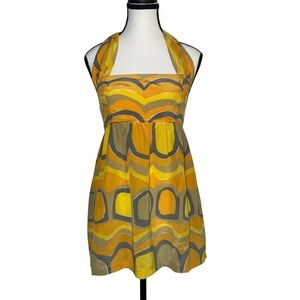 Vera Neuman Halter Silk Babydoll‎ Top Retro Mod Party Size 4 Boho Chic Girly